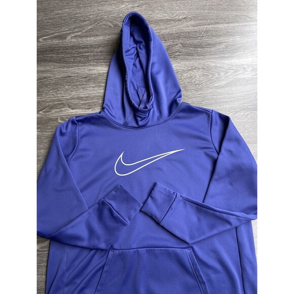 Nike Sweatshirt Hoodie Womens Large Blue Big Logo Sports Outdoor Dri Fit Casual - Picture 4 of 12